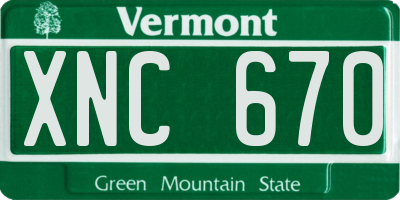 VT license plate XNC670