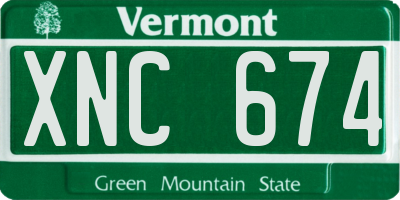 VT license plate XNC674