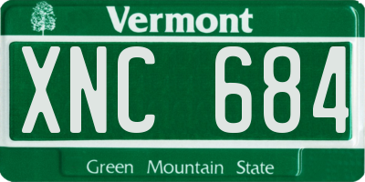 VT license plate XNC684