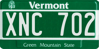 VT license plate XNC702