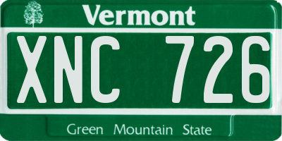 VT license plate XNC726