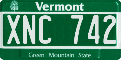 VT license plate XNC742