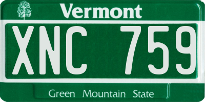 VT license plate XNC759