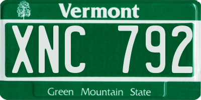 VT license plate XNC792