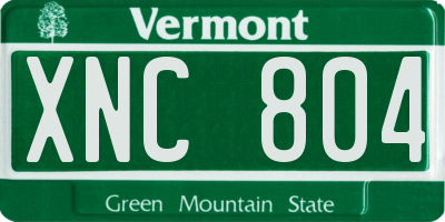 VT license plate XNC804