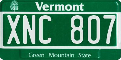 VT license plate XNC807