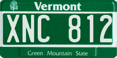 VT license plate XNC812