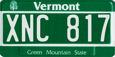 VT license plate XNC817