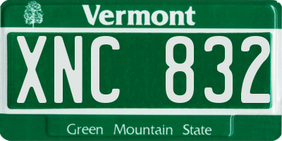 VT license plate XNC832