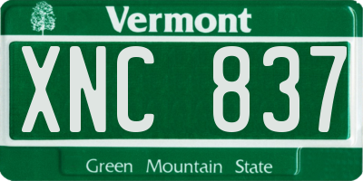 VT license plate XNC837