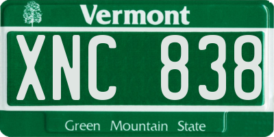 VT license plate XNC838