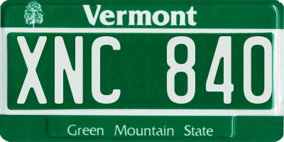 VT license plate XNC840