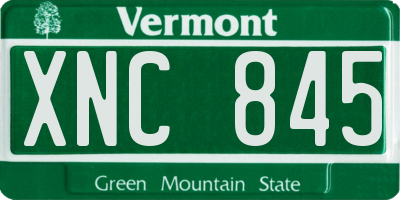 VT license plate XNC845