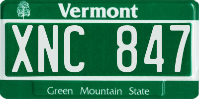 VT license plate XNC847