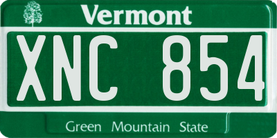 VT license plate XNC854