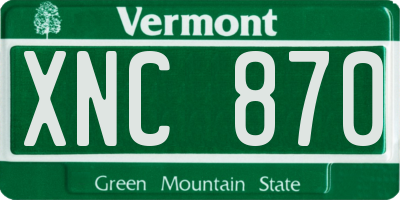 VT license plate XNC870