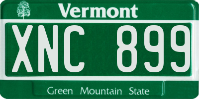 VT license plate XNC899