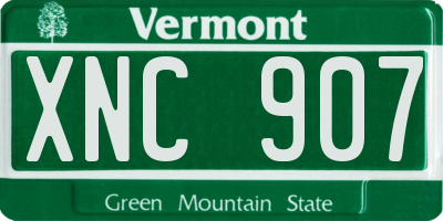 VT license plate XNC907