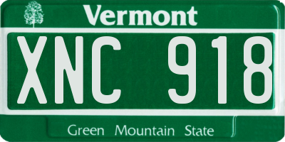 VT license plate XNC918
