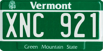 VT license plate XNC921