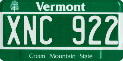 VT license plate XNC922