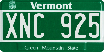 VT license plate XNC925