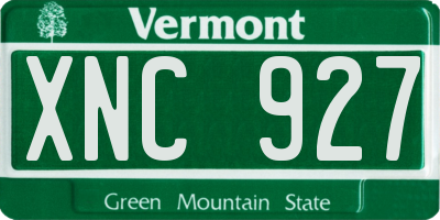 VT license plate XNC927