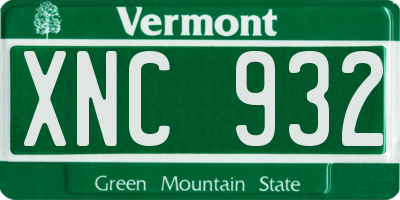 VT license plate XNC932