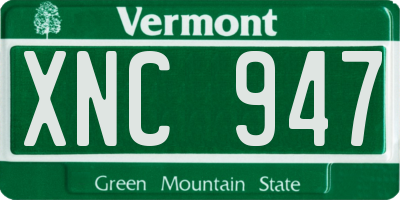 VT license plate XNC947