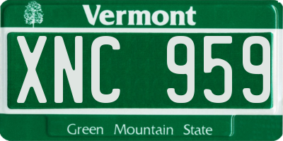 VT license plate XNC959