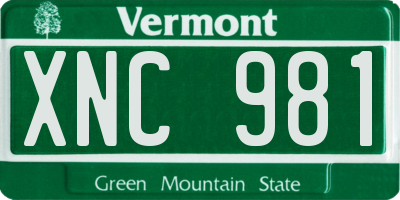 VT license plate XNC981