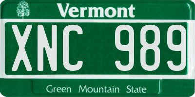 VT license plate XNC989