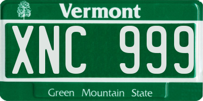 VT license plate XNC999