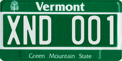 VT license plate XND001