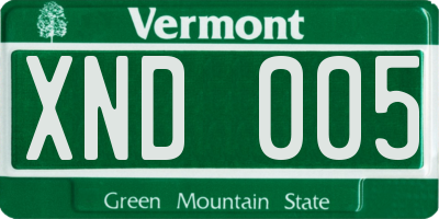 VT license plate XND005