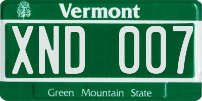 VT license plate XND007