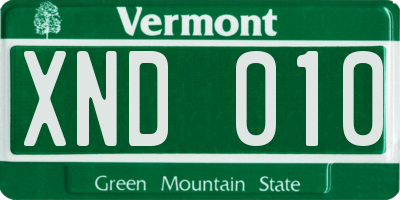 VT license plate XND010