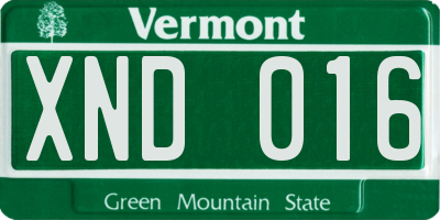 VT license plate XND016