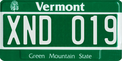 VT license plate XND019
