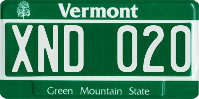 VT license plate XND020