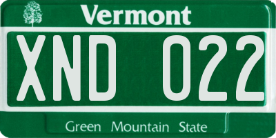 VT license plate XND022