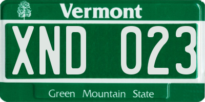VT license plate XND023