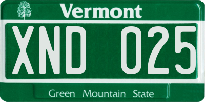 VT license plate XND025