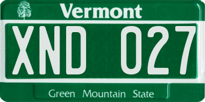 VT license plate XND027