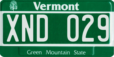 VT license plate XND029