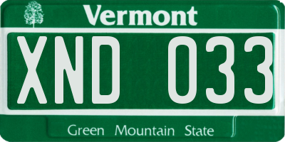 VT license plate XND033