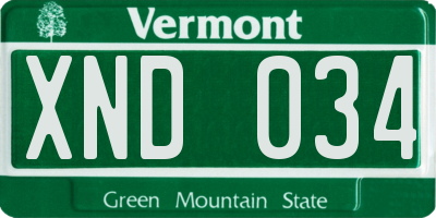 VT license plate XND034