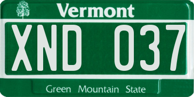 VT license plate XND037