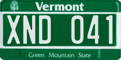 VT license plate XND041