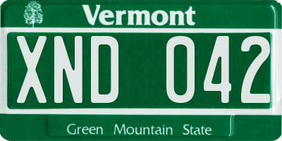 VT license plate XND042